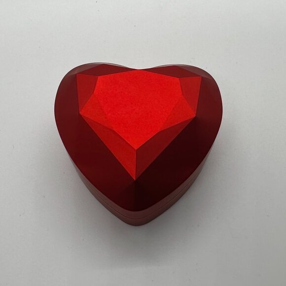 Red Heart LED Ring Box - Hard Metallic Red Exterior with Black Velvet interior - - Picture 1 of 6